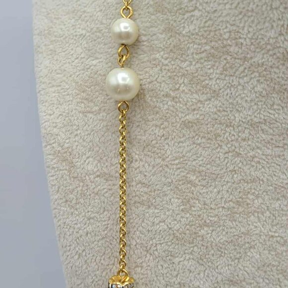J Crew Faux Pearl Crystal Station Necklace NWOT! - Picture 4 of 8
